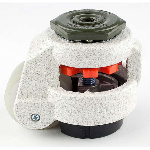 Foot Master Leveling Caster, 50 mm Polyurethane Wheel, 1/2-13 Stem, Swivel, 280 kg Cap, NBR Foot Pad, Ivory GD-60-S-HUP-1/2 - main